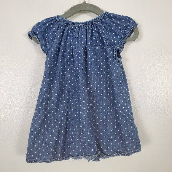 Gap kids 6-12m denim polka dot button up dress - Picture 2 of 4